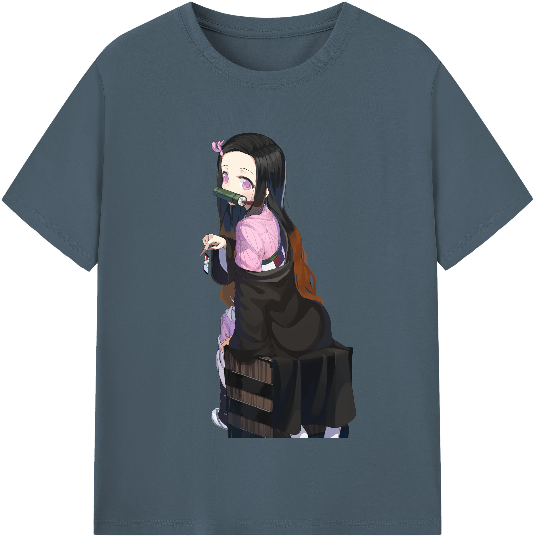 （画像用） 鬼滅の刃（きめつのやいば）竈門 禰󠄀豆子／かまど ねずこ Kamado Nezuko 綿100％半袖Tシャツ（フロントプリント）